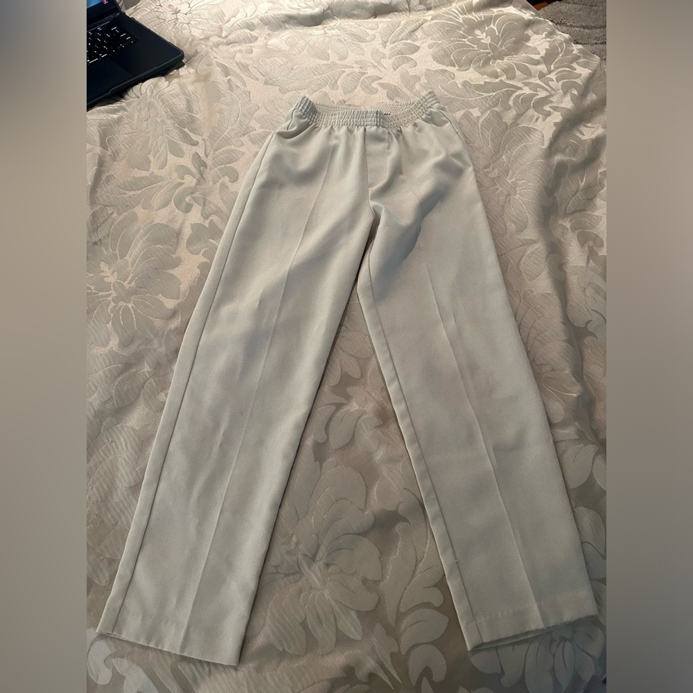 Camel colored pants for boys part of an ensemble
